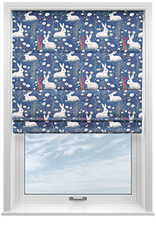 Bunny Meadows, Periwinkle - Roman Blind
